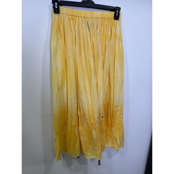 Kommotion NY Womens Skirt Size L Yellow Ombre Mirrored Pleated Gypsy Boho Flowy - Picture 7 of 7